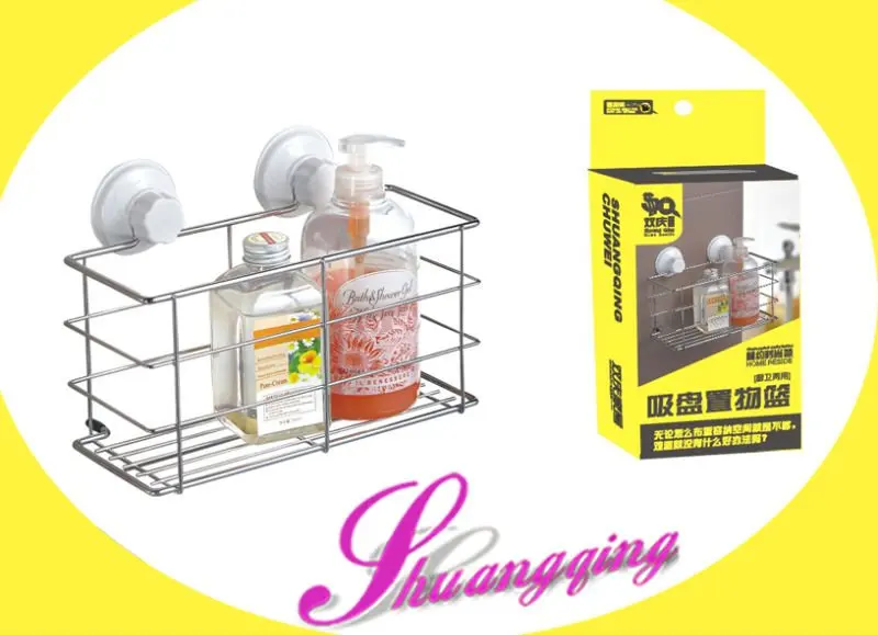 
Kitchen Sink Caddy Organizer 304 Stainless Steel Sponge Holder for Shower room Wall Mounted Suction up Deeply Storage Baskets 