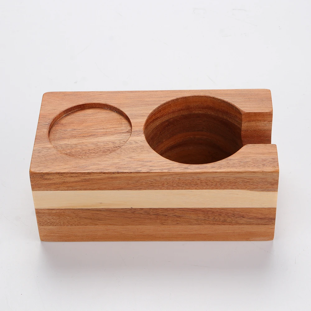 Handmade wooden manual coffee base mash stand holder 3 pieces set custom wholesale 2 and 3 holes 58mm coffee base