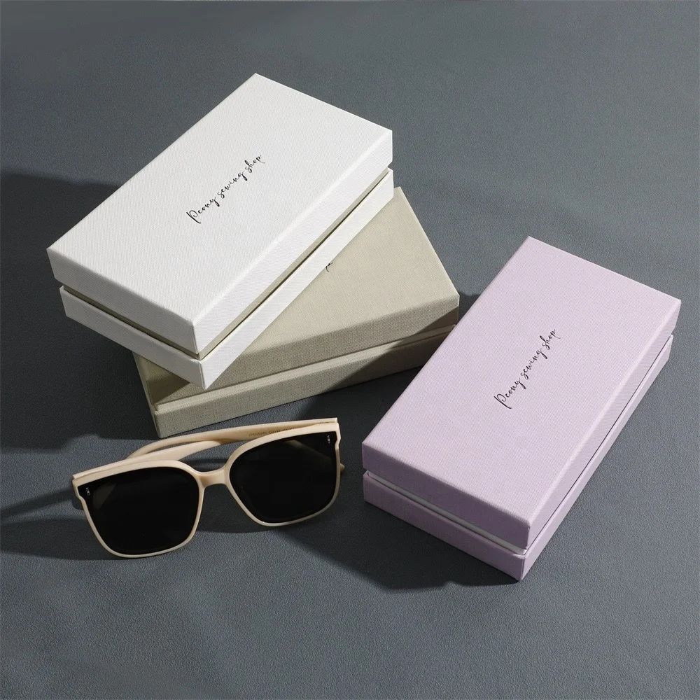 LOGO MOQ 50 PCS luxury promotional cardboard printed paper large sunglasses case eyeglasses box sunglasses packaging