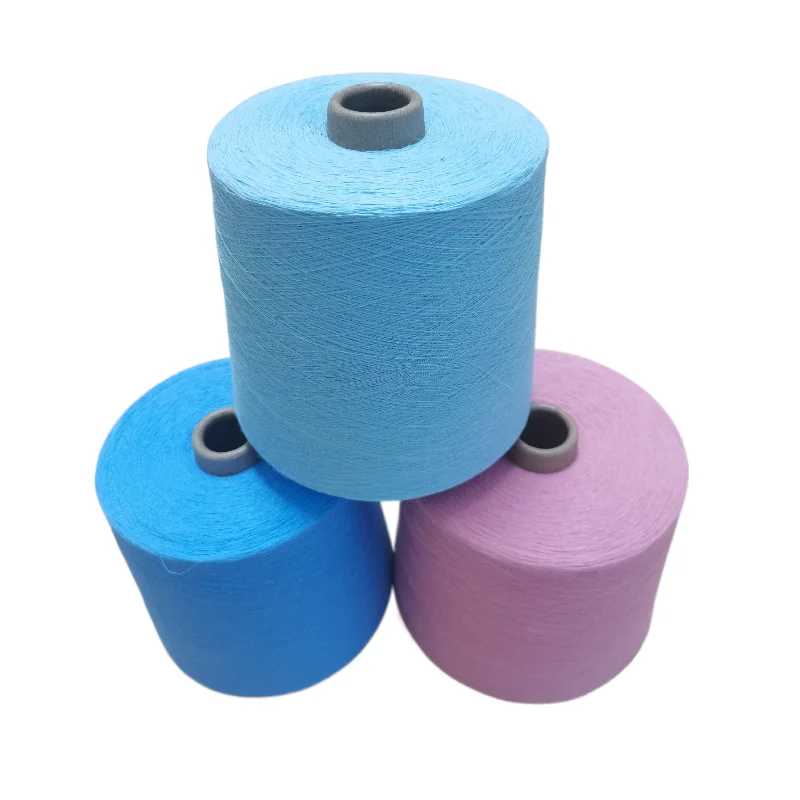 Good Quality Recycled Cotton Yarn 40S Sky Blue Recycled Cotton Technics Style Pattern Knitting Yarn Knitting