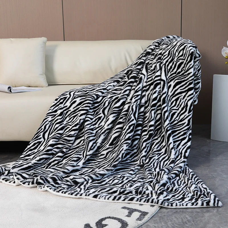 Popular Light Luxury Faux Fur Leather Rex Rabbit Velvet Winter Sofa bed Throws & Blankets Thickened double layer blanket