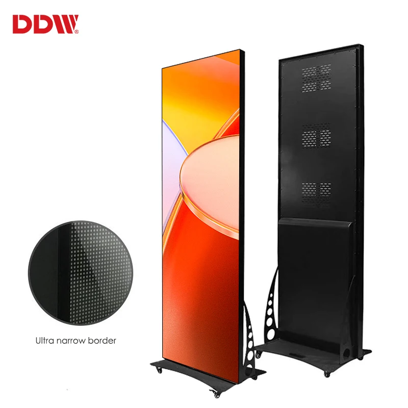 Ultra-Thin P1.75 P2 P2.5 Portable Wifi 4G USB Floor Stand Led Digital Signage Mobile Indoor Led Poster For Advertising Display