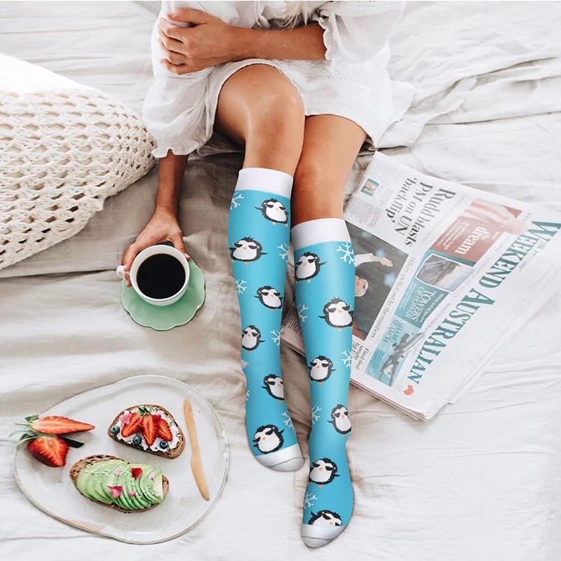 Wholesale New High Quality Make Your Own Breathable Colorful Fancy Knee High Graduated Custom Logo Compression Socks