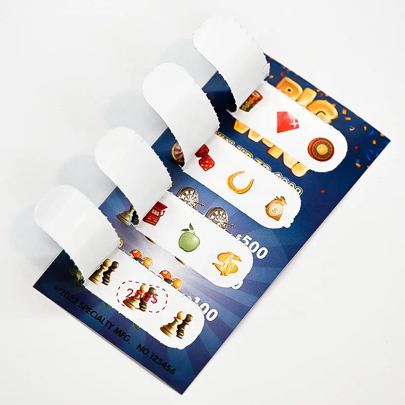 Custom Four Window Pull Tab Gambling Tickets Scratch Card Pull Tab Break Open Lottery Ticket Free Design