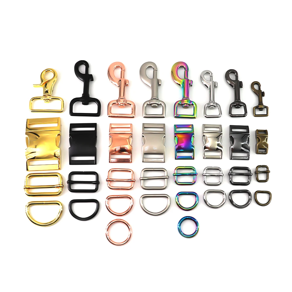 Custom Metal Snap Hook Pet Adjustable Buckle Dog Collar Snap Hook D Ring Side Release Buckle