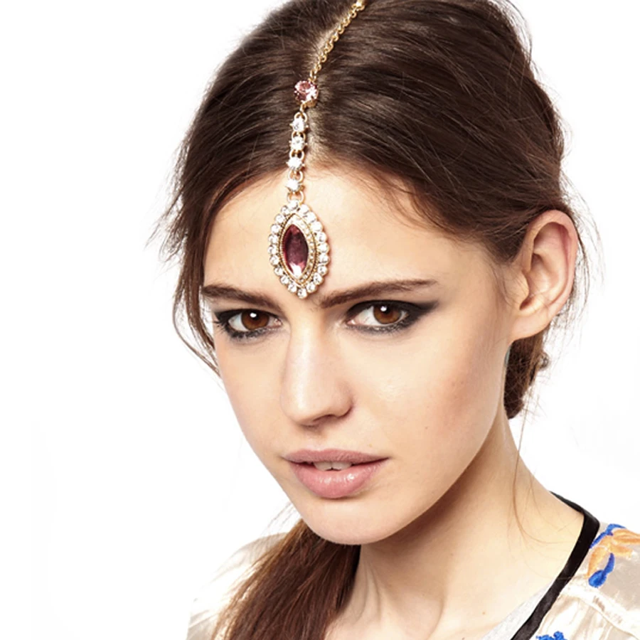 Подвеска для бровей Bohem в индийском стиле, украшения для лба, аксессуары для волос, украшение для волос со стразами для танца живота