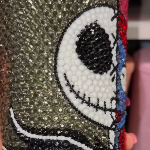 Halloween 720ml Bling Cups Plastic Straw Diamond Gem Colored Beverage Cup Bottle Oem Custom Rhinestone Straw Cup