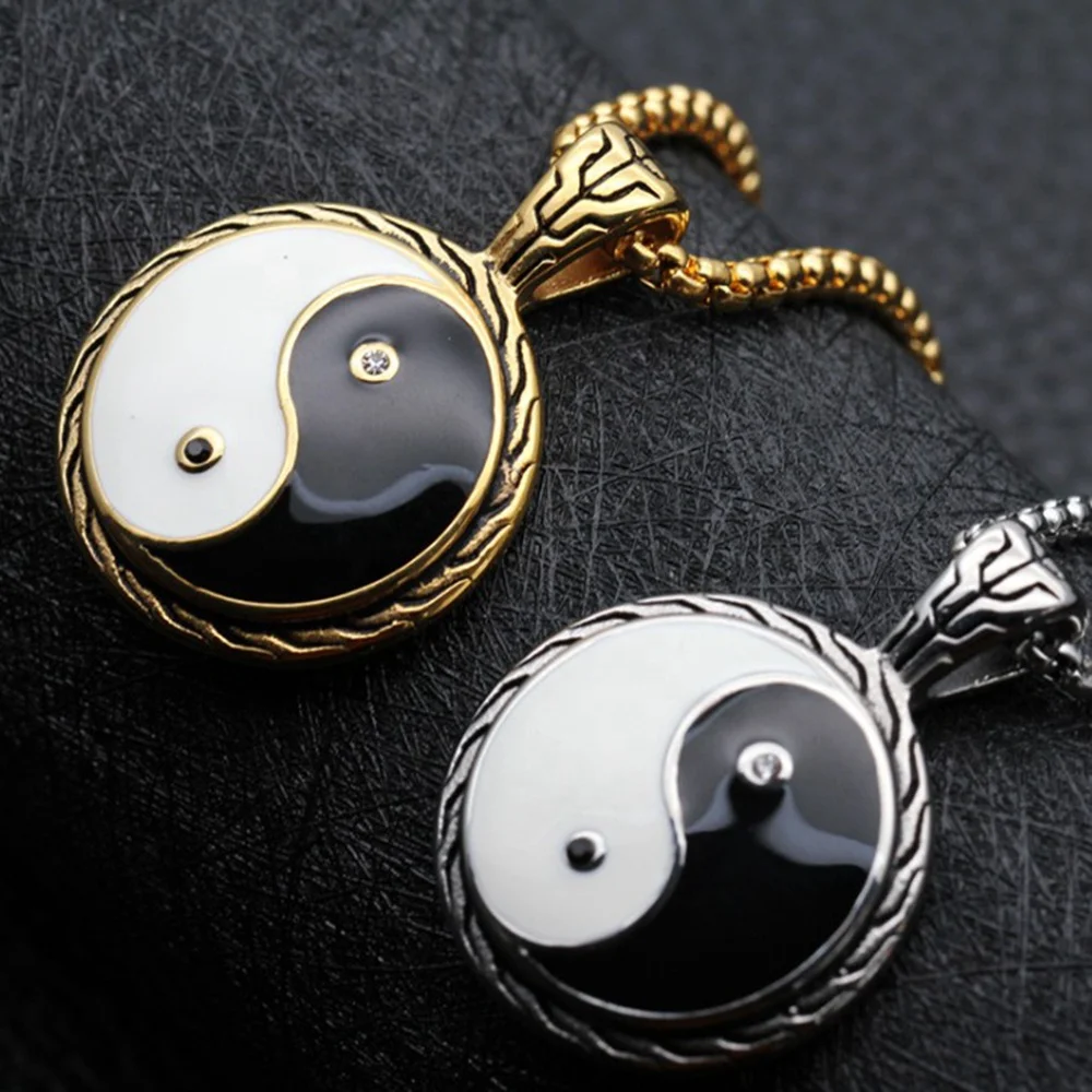 Mister Jewelry 18K Color Oxydic Stainless Steel Best Friends Yin Yang Pendant Necklace