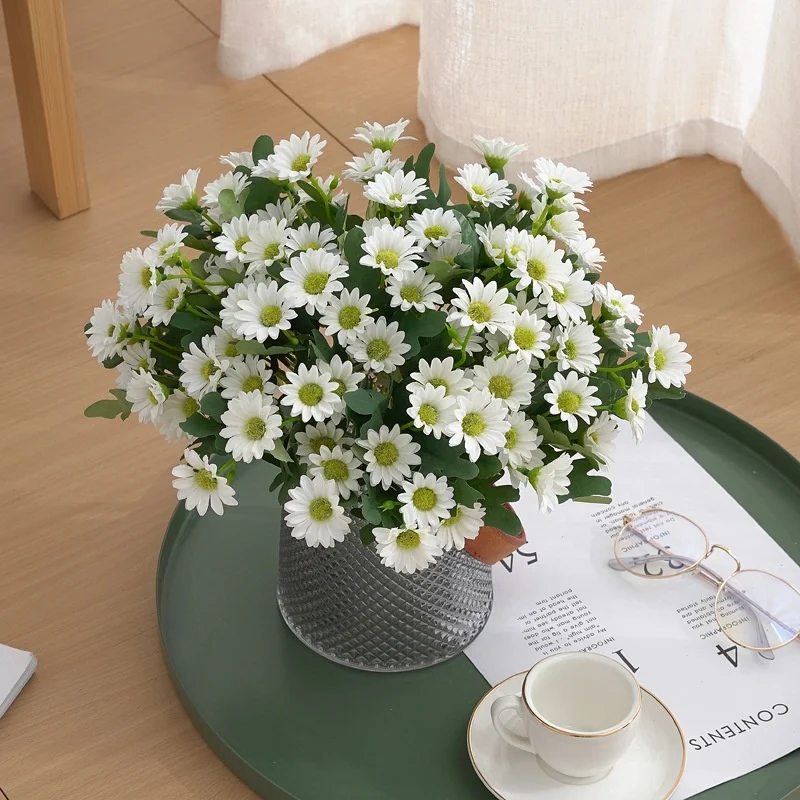Small Daisy Artificial Silk Flowers Bouquet Fresh Fake Chamomile Wedding Home Decor Wild Chrysanthemum Christmas Wholesale