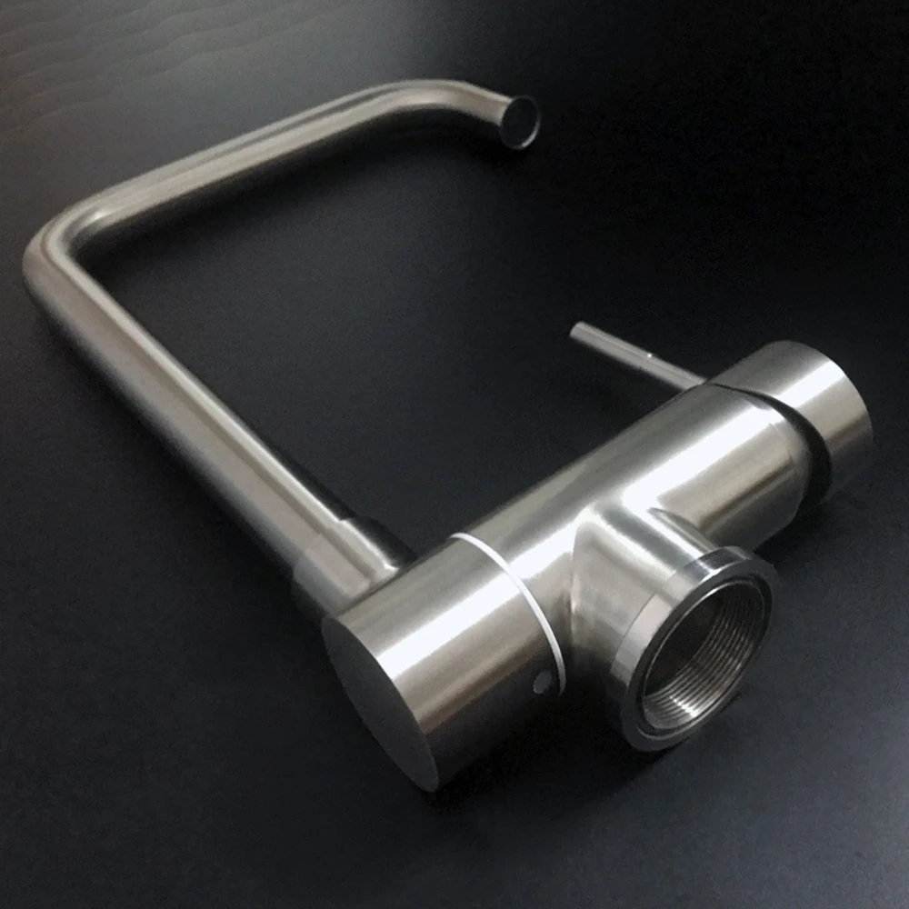 304 Stainless Steel Brushed Nickel Kitchen Sink Aerator Folding Faucet