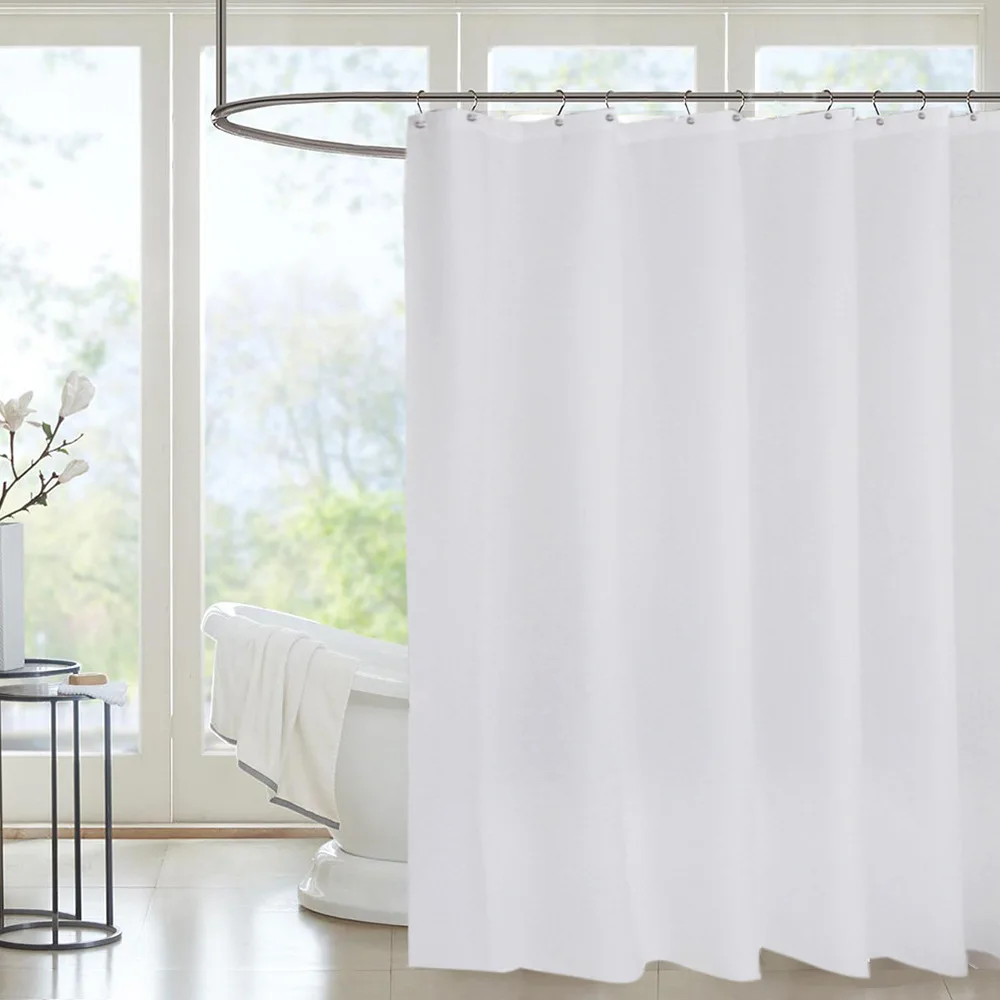 Hot Sales Amazon Choose Fabric Shower Curtain For Bathroom Machine Washable With 12 Hooks Bath Curtain