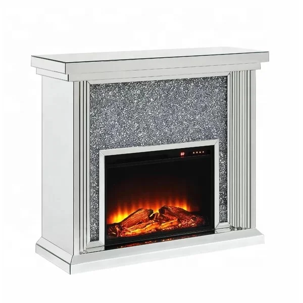 Coolbang Modern Mirrored Electric Crushed Crystal Fireplace