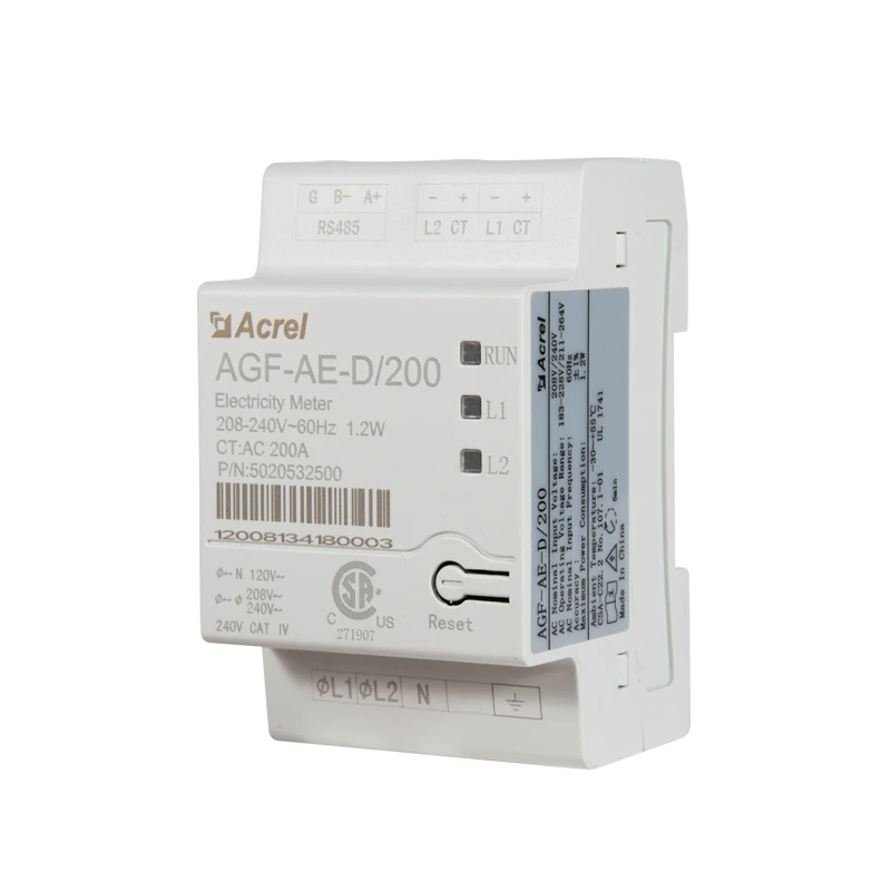 Acrel AGF-AE-D/200 solar grid system ANSI approved Revenue Meter single phase three wire din rail digital solar dc energy meter