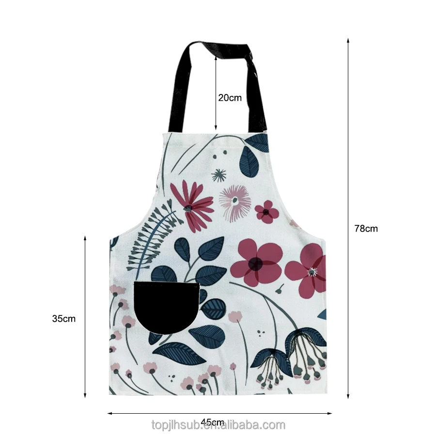 Topjlh wholesale cheap sublimation blank linen drawing apron for kids custom logo sublimation kitchenware aprons