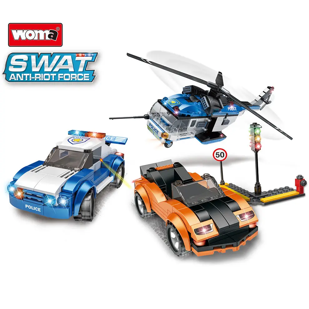 WOMA TOYS C0606 planes helicopters aircraft police car puzzle blocks toy set