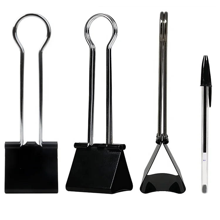 2-1/3in Black Extra Large Binder Clips Large size black office desktop metal paper binder clips
