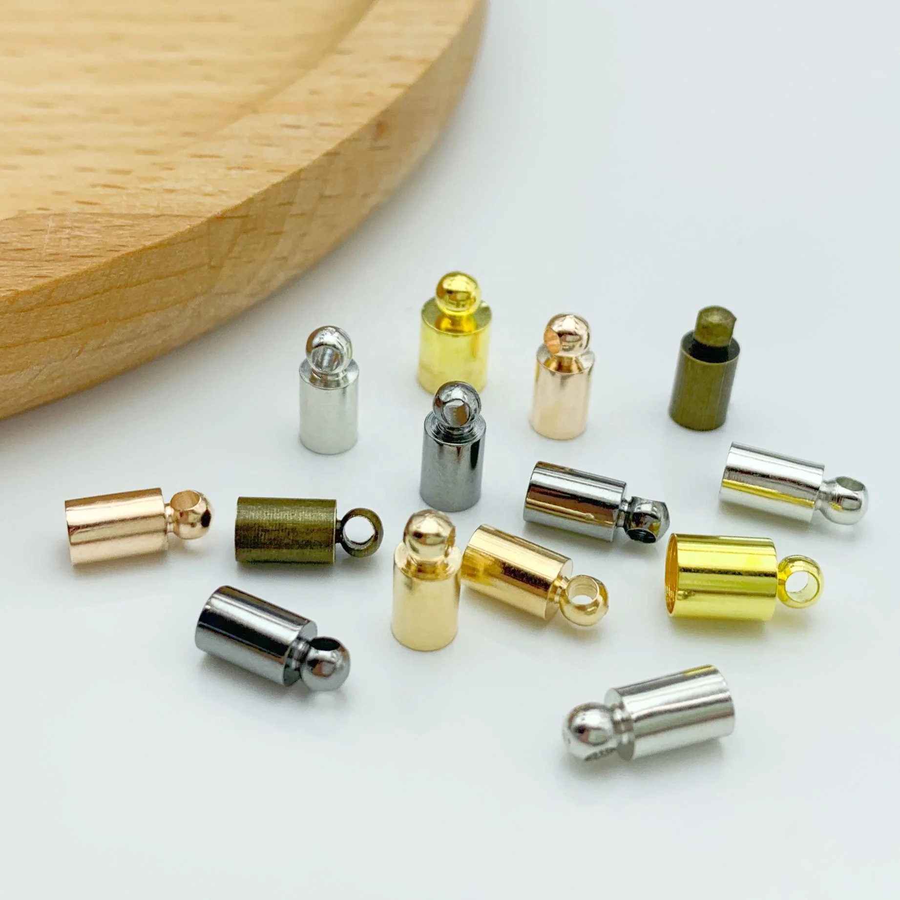 100pcs/Bags Tassel Leather Cord End Crimp Caps Beads End Tip Cap For DIY Necklace Jewelry Making Jewelry Findings Components