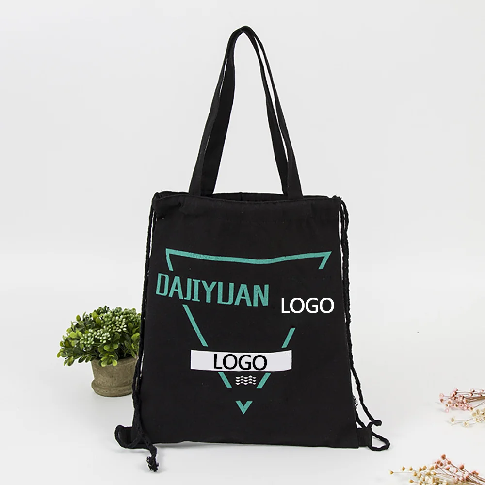 wholesale organic dust cloth packaging large calico linen black custom cotton drawstring tote bag