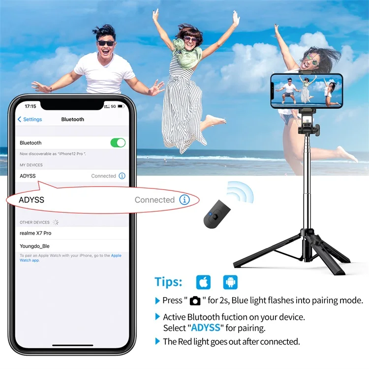 K & F Concept 360 Вращающаяся палка для селфи с функцией отслеживания лица штатив беспроводным пультом дистанционного