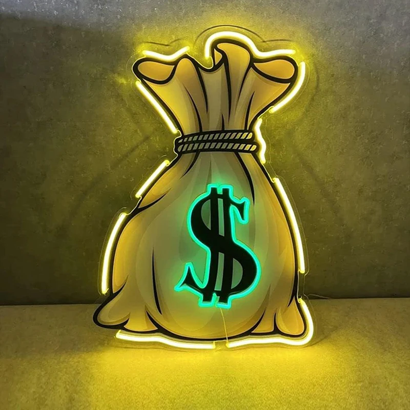 Custom Money Acrylic Sign For Business Logo Electronic Sign letters Night Light Led Neon Flex Neon Sign
