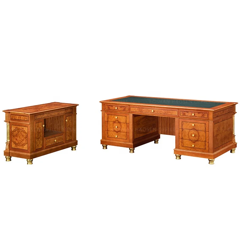 executive table office furniture Writing Desk Wood Leather desktop