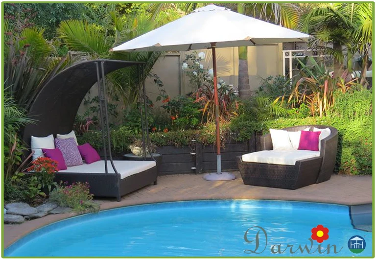 Hot sell design 3 meter round cheap white garden outdoor furniture umbrella brown color beach umbrella