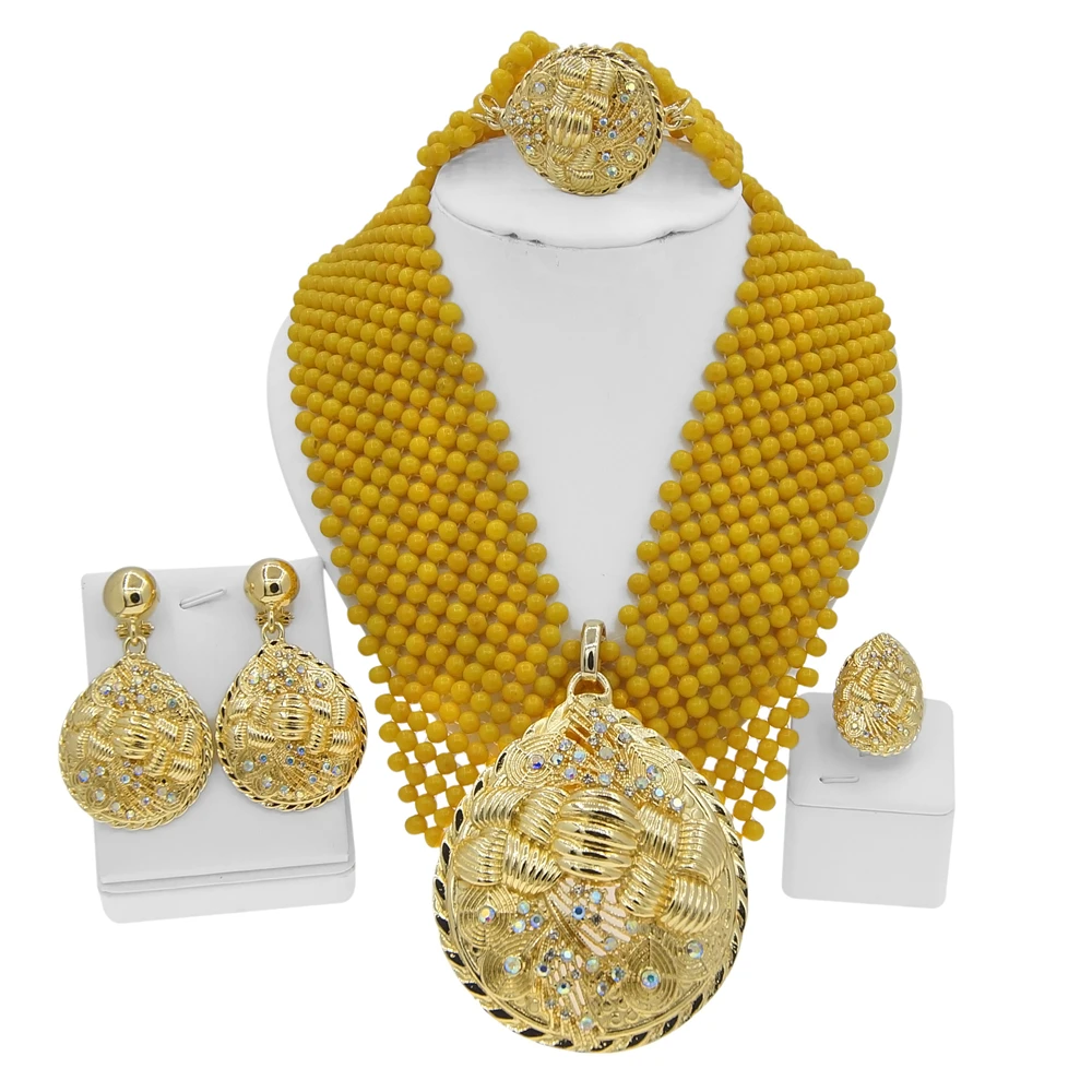 Zhuerrui Italy Gold Plated Women Bridal Jewelry Sets Latest Coral Beads Handmade Jewelry Sets Necklace Bracelet Earrings H40001