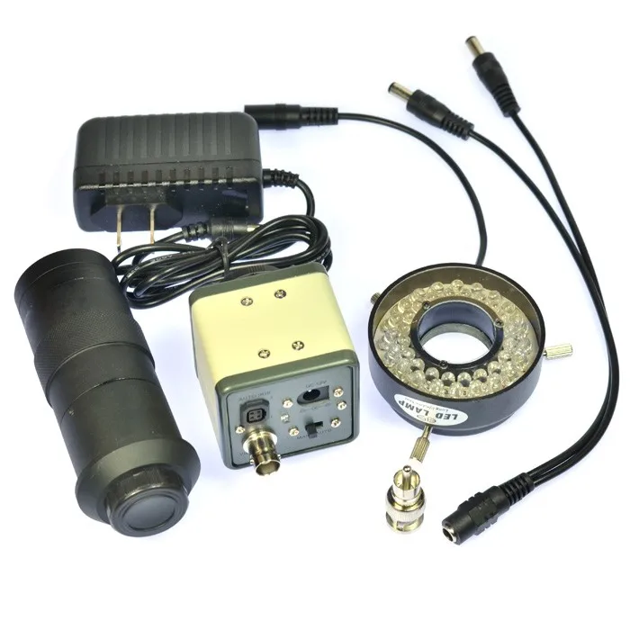 1200TVL BNC Digital Industrial Microscope Camera 100X Zoom C-mount Lens 40 LED Ring Light Sony Sensor