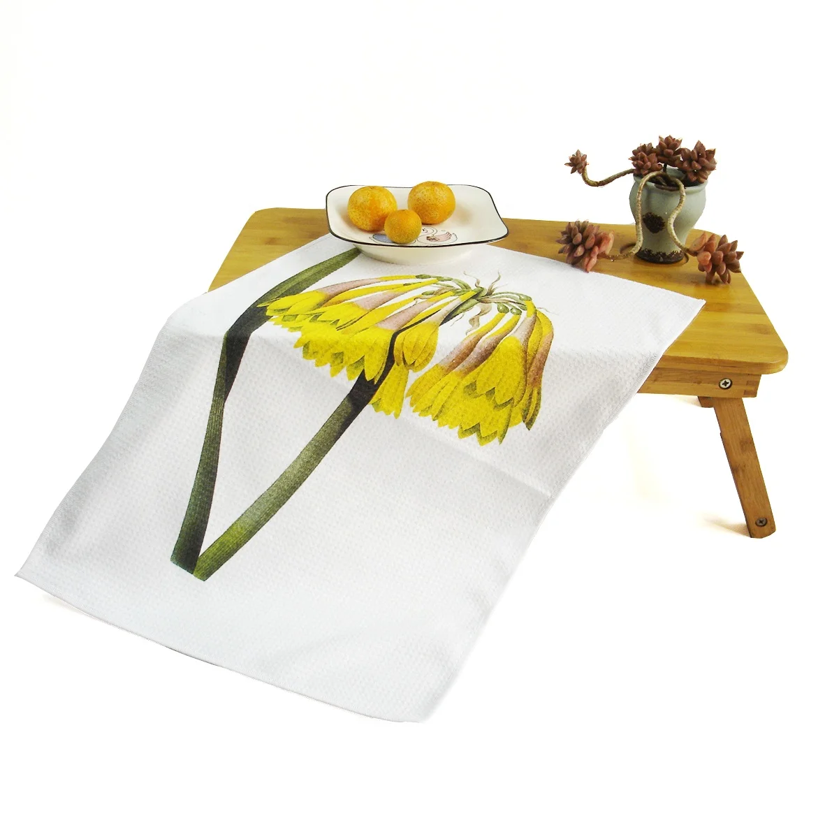 2022 small hand fabric farmhouse custom print reusable microfiber polyester white waffle weave tea sublimation kitchen towels