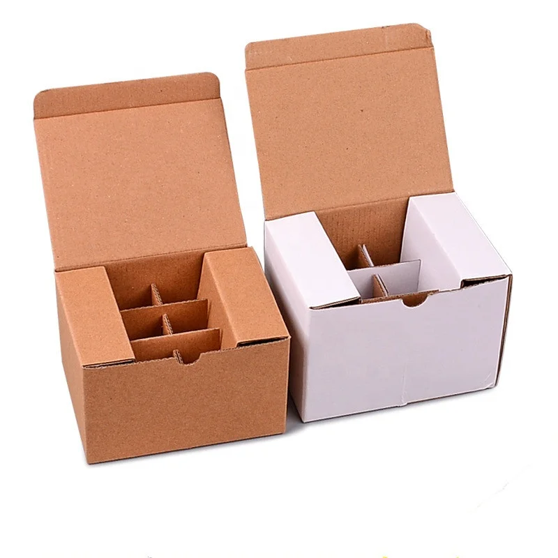 Custom Logo White Corrugated Paper Essential Oil Bottles Shipping Box Nail Polish Box With Divider
