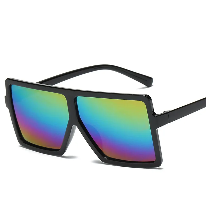 Women Colorful Fashion Personality Large Frame Shade Sunglass Trendy Mirror Oversize Summer Square Sunglasses