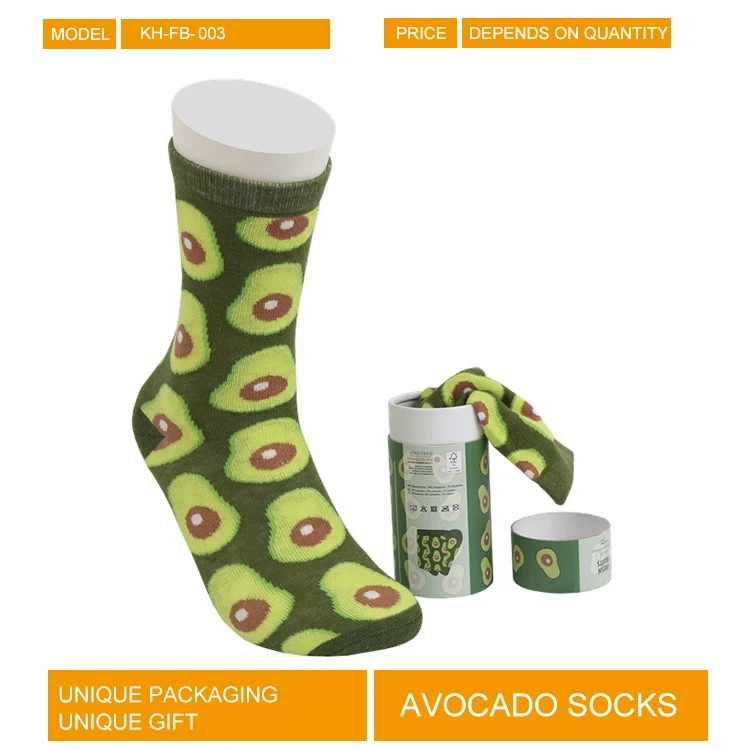 Высококачественные Женские Смешные цветные хлопковые креативные носки авокадо унисекс