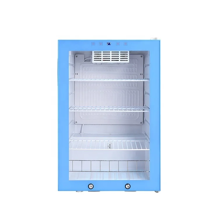 Candor Custom Led Screen Display Touch 95L 85W Medical Vaccine Storage Fridge Refrigerator Glass Door Display Fridge