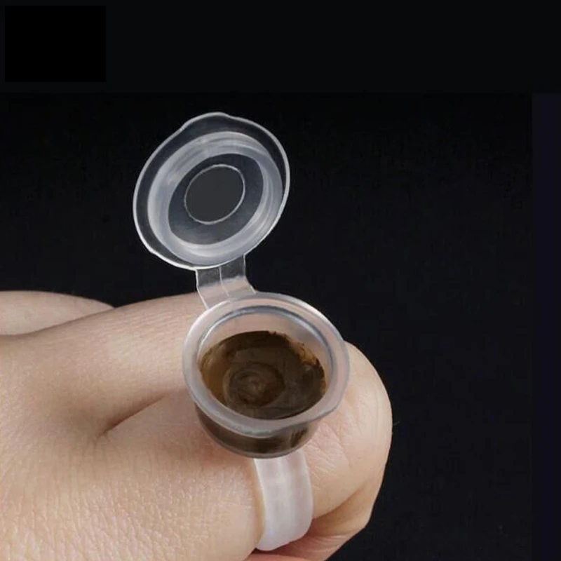Lovbeauty Disposable Holder Rings  Finger Ink ring Pigments Holder Rings Cups For Permanent Makeup