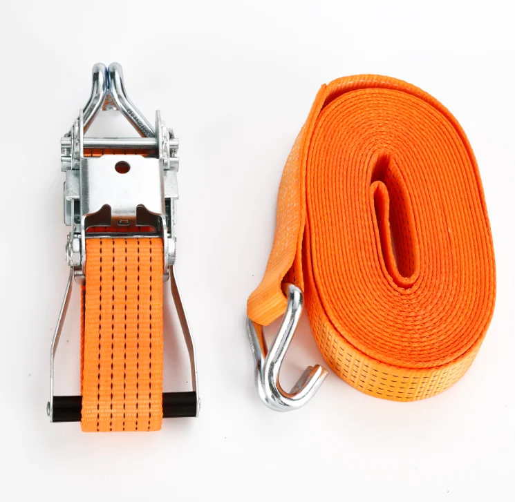 2inch 5000kgs Zinc Plated Ratchet Cargo Lashing Belt Ratchet Tie Down Straps With Double J Hooks