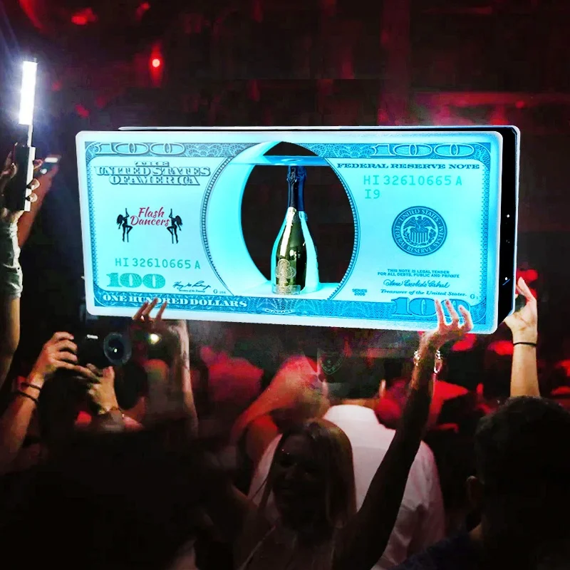 Nightclub bar LED Dollar bill Messages Board Sign Liquor VIP Wine Bottle Display Holder Stand Glorifiers Service Presenter
