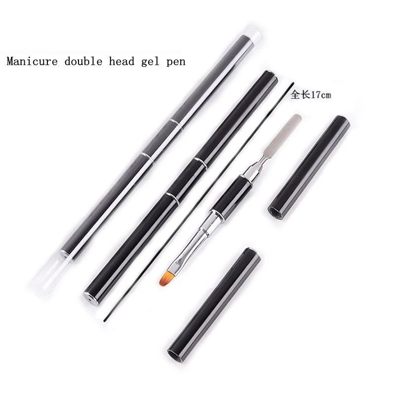 Dual-Purpose Nail Brush with Dead Skin Push Phototherapy Pen Embossing Stick Carving Pen Crystal Brush Glue Removal Features