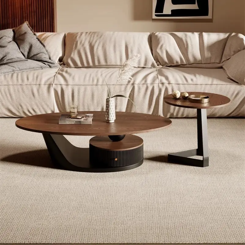 Solid Wood Medieval Style Coffee Table Luxury Casual Home Living Room Side Table Small Apartment Tea Table Combination