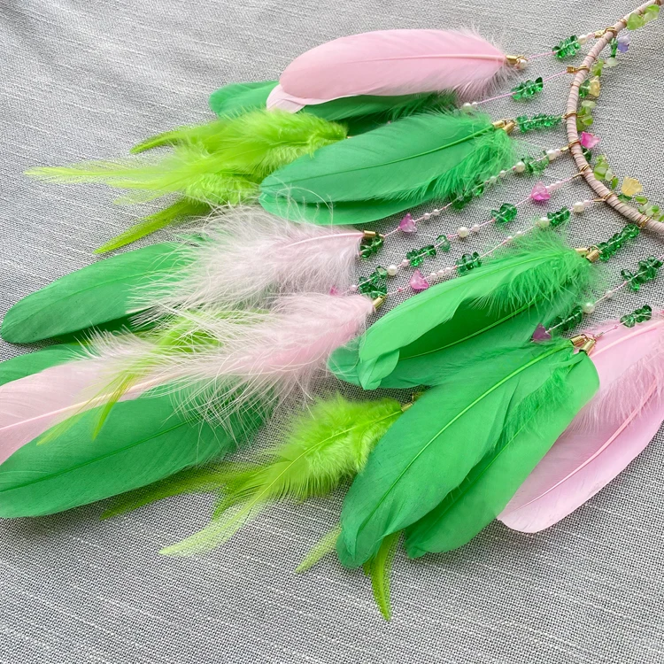 New Product Hot Sale Traditional  Feather Crystals Beaded Dream Catcher Handmade