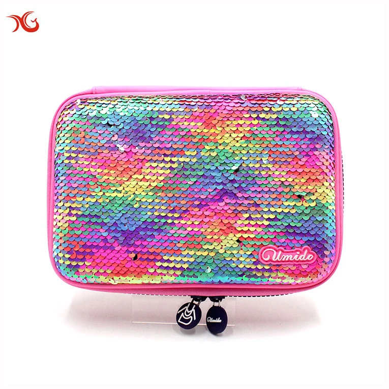 Low Price Wholesale Stationary Pouch Bag Sequins Pencil Bag Customize Pvc Stationary Case Bag School