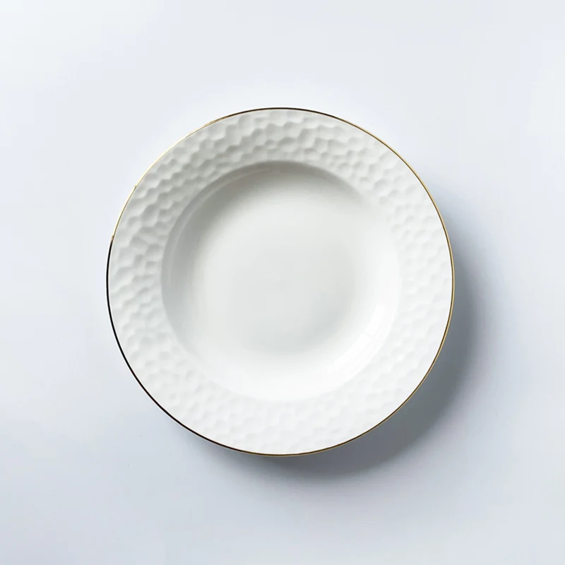 good quality hot selling ceramic dinner plates white ceramic plate ceramic plate with gold trim set of 4 pieces for daily use