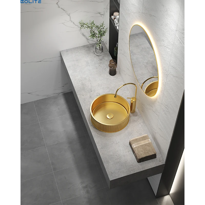 Round Sink With Stainless Steel Material Bathroom Sink With Drainer Smart Single Bowl Sink For Bathroom