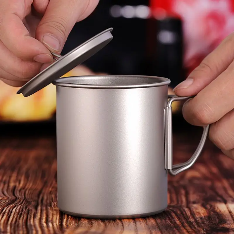 Free Sample CE Travel Mug with Handle Portable Camping titanium Water Cup Tableware Coffee Tea Pot custom mugs