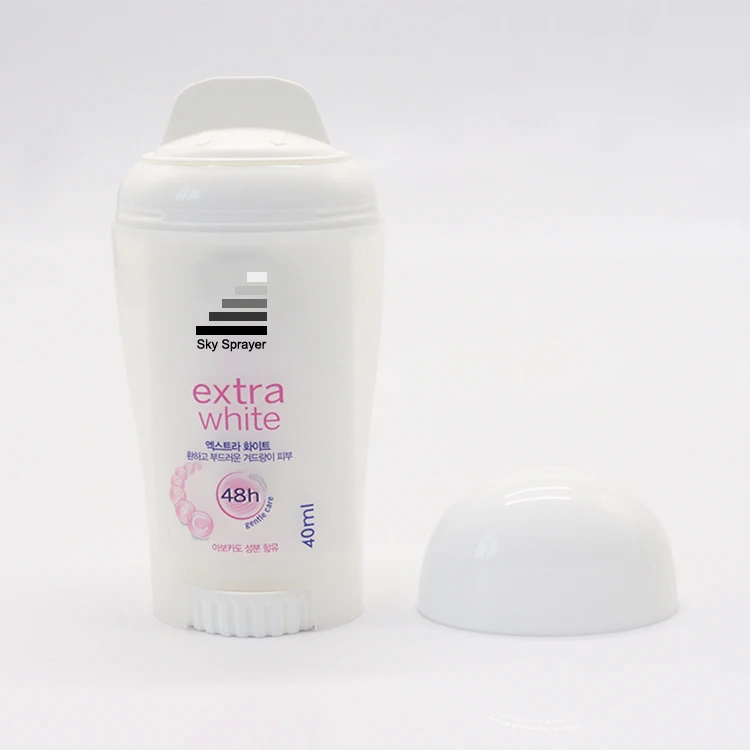 Wholesale 40 ml Plastic white plastic deodorant Essential Oil roll on bottle with roller ball