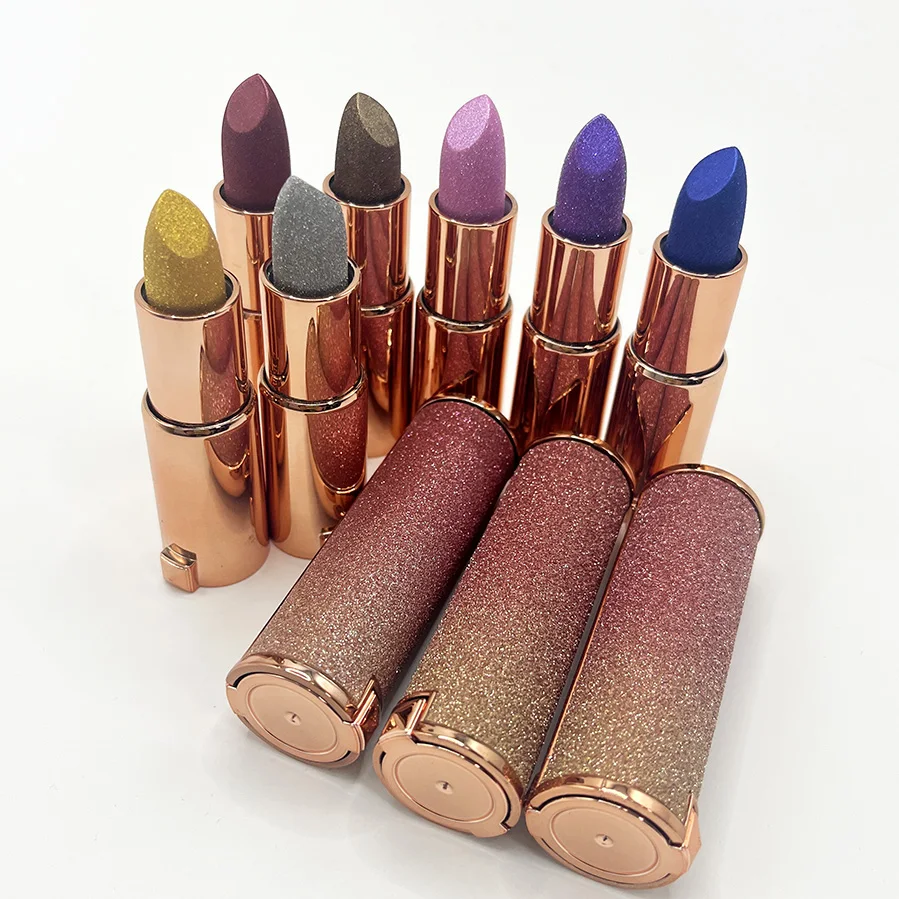 Private Label Luxury Natural Vegan Girls Sparkle Lip Balm Shimmering Shiny Glitter Pink Purple Gold Diamond Hydrating Lipstick