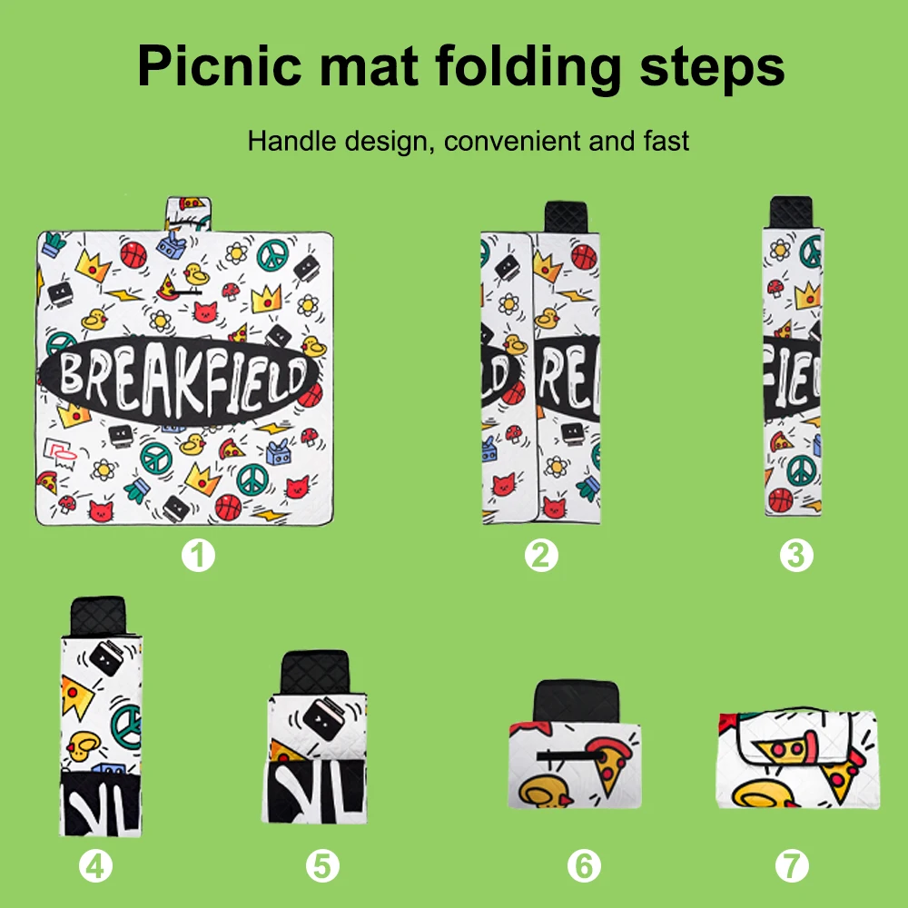 Factory Directly Supply Colorful Pocket Beach Waterproof Edge Outdoor Printed Picnic Mat Travel Blanket For Camping
