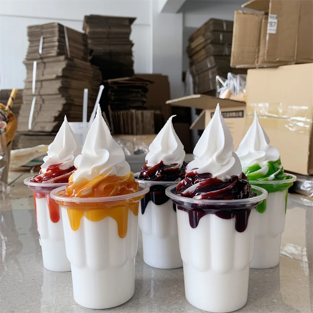 250ml Fake Sundae Jam Ice Cream Food Display Blueberry Soft Creams Strawberry Cup Chocolates Propaganda Original Cream Props