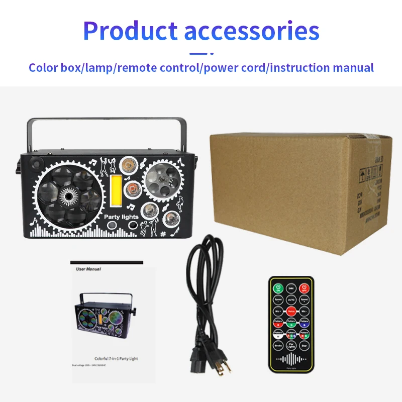 7 In 1 DMX Sound Activated RGBW Strobe Disco Gobo Party Lights Indoor Rave Christmas Decor Clubs Christmas Mixed Effect Lighting