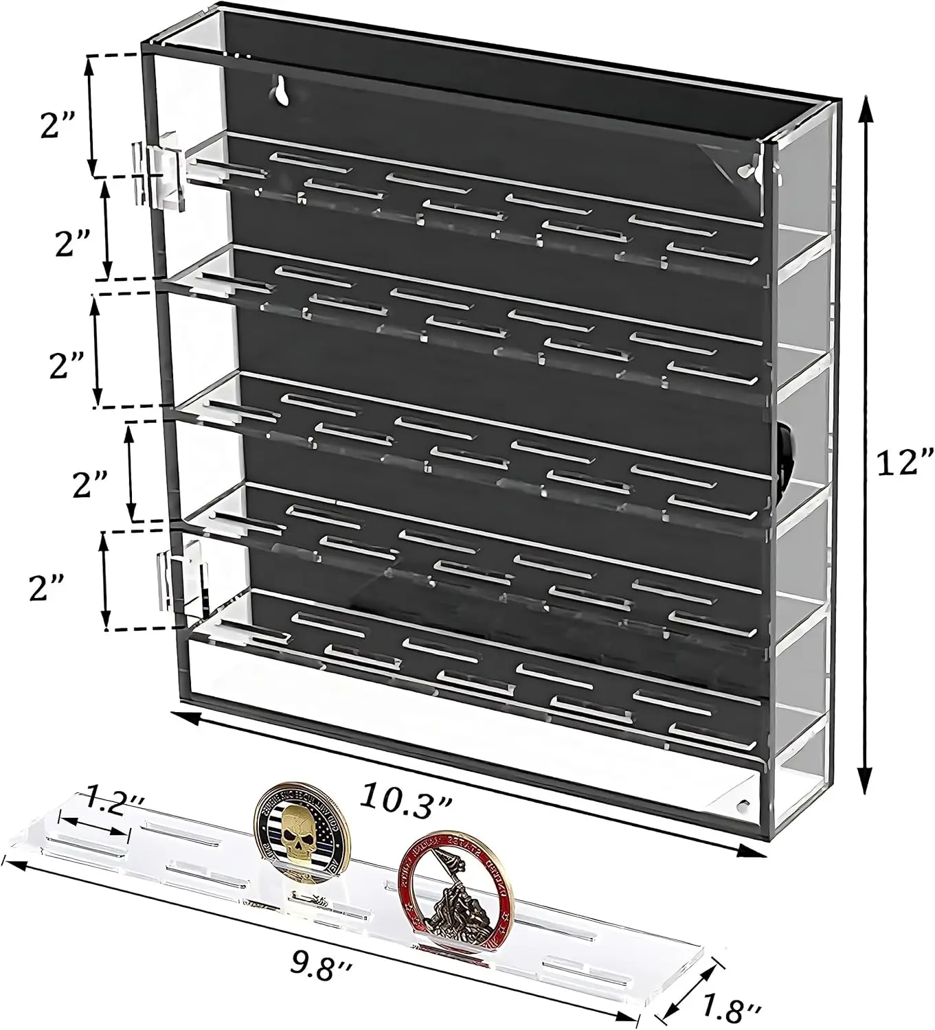Challenge Coin Display Case,Challenge Coin Display Wall,Coin Holder Wall-Mounted Acrylic Display Case for Displaying 45 Badges