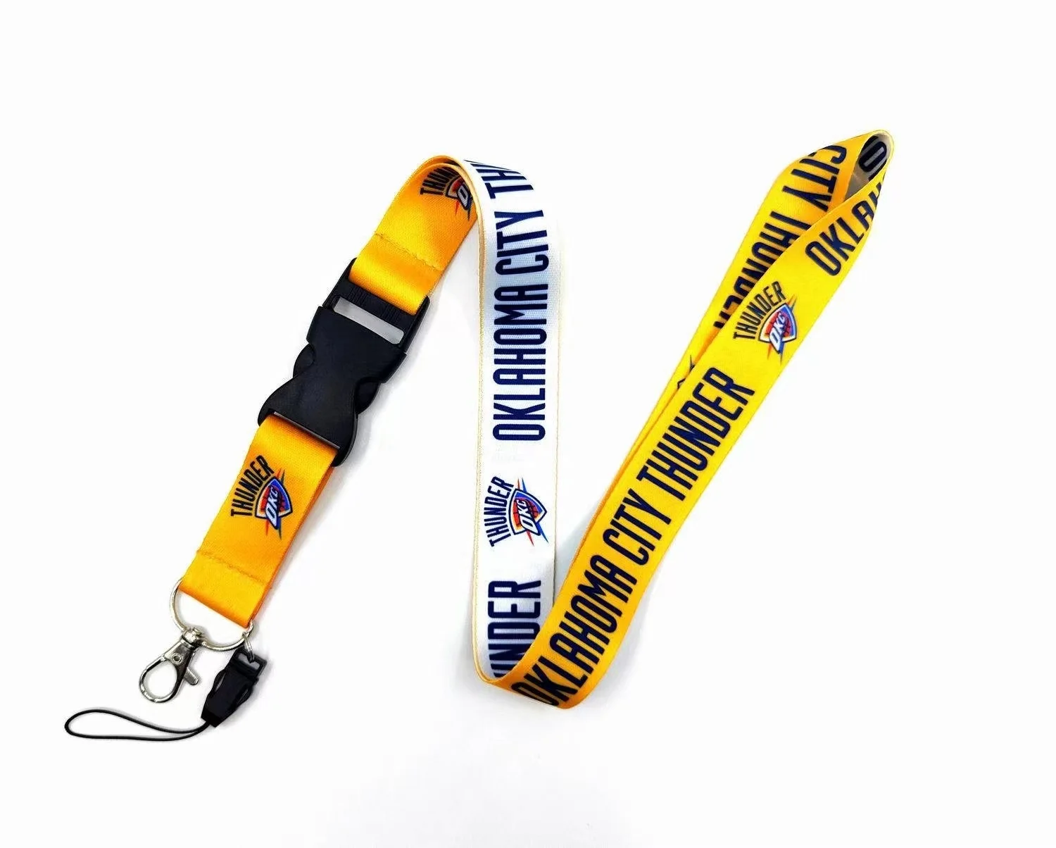 Wholesale US NBA Basketball Club Thermal Gradient Long Lanyard Metal Mobile Work Pass Keychain with Buckle